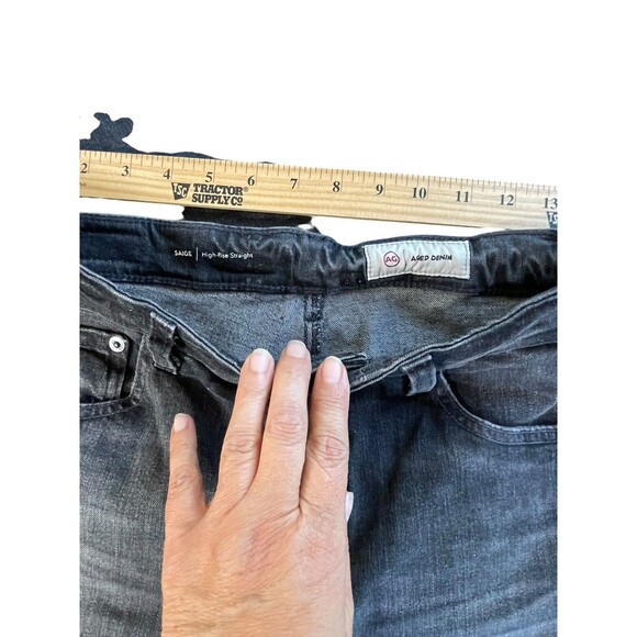 AG Adriano Goldschmied Saige High Rise Straight Jeans Black Size 28 Inseam 26 - Picture 7 of 16